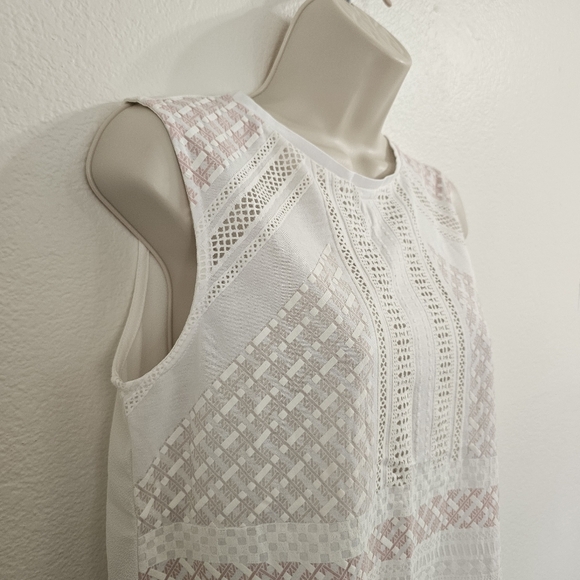 ZARA Patterned Sleeveless Top Pink White Size S - Picture 4 of 9